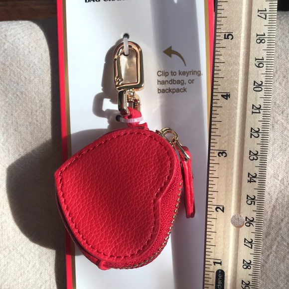 NEW- Red Heart-Shaped Coin Purse Keychain/Bag Charm - Picture 4 of 5